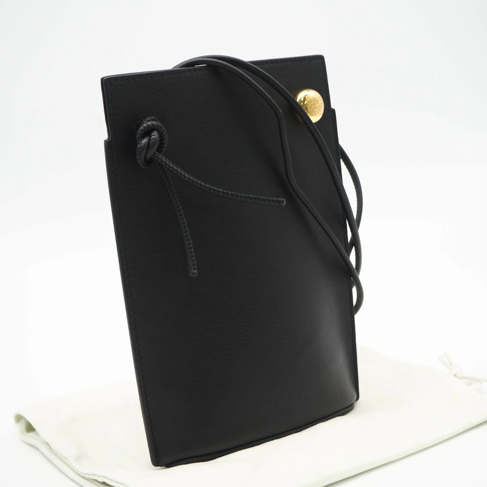 Loewe Calf Pebble Dice Pocket Leather Shoulder Bag Black